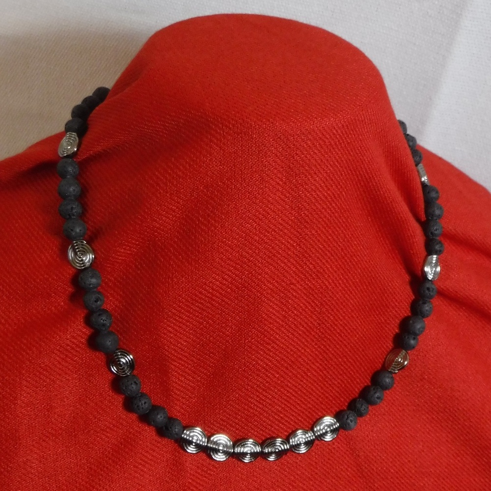 Handmade Necklace Black and Silver Beads